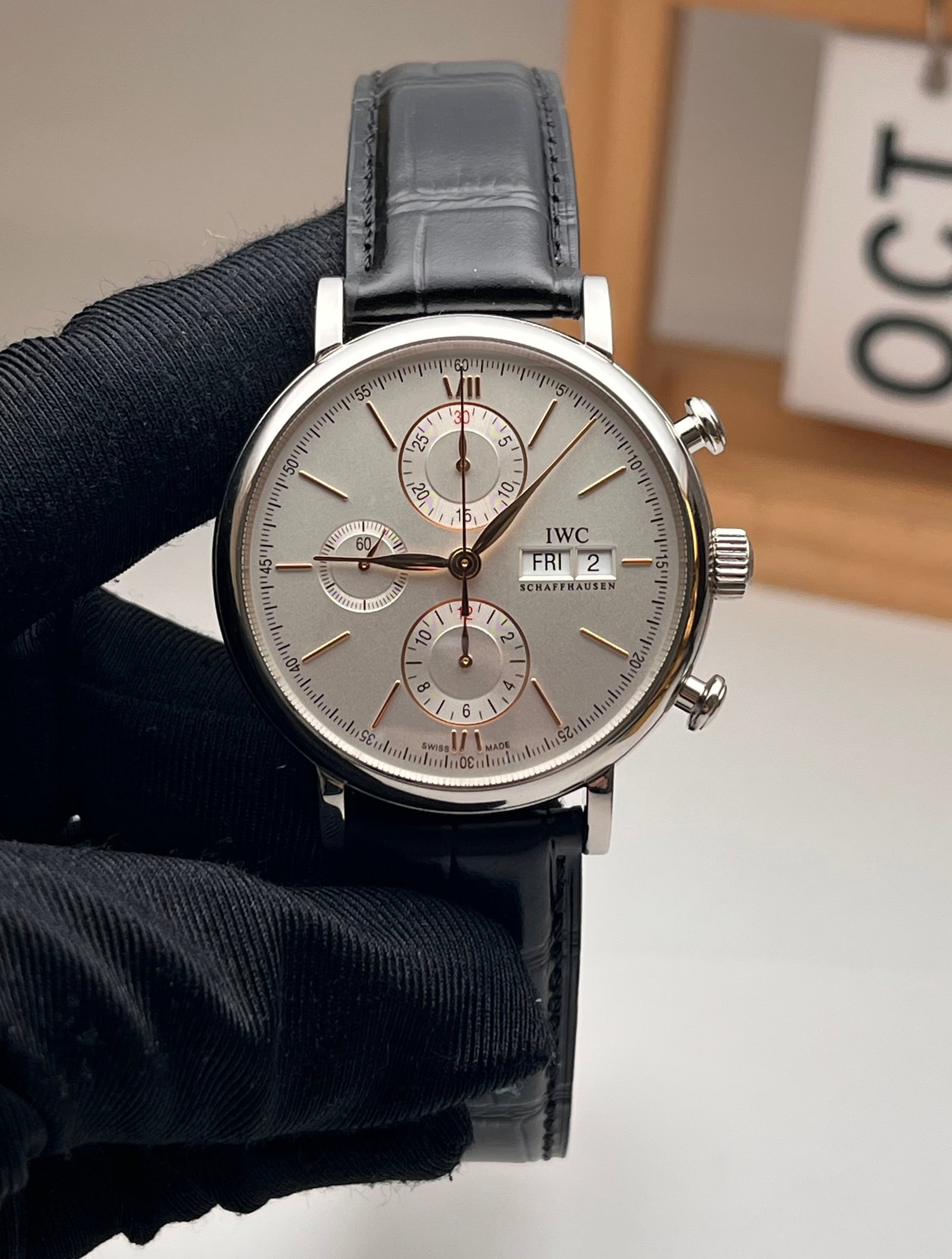 IWC PORTOFINO CHRONOGRAPH WRISTWATCH, REF. IW391031: IWC PORTOFINO CHRONOGRAPH WRISTWATCH, REF. IW391031 IWC Portofino Chronograph IW391031, 2021 full set, featuring a 42 mm stainless steel case, double-sided anti-reflective sapphire crystal,