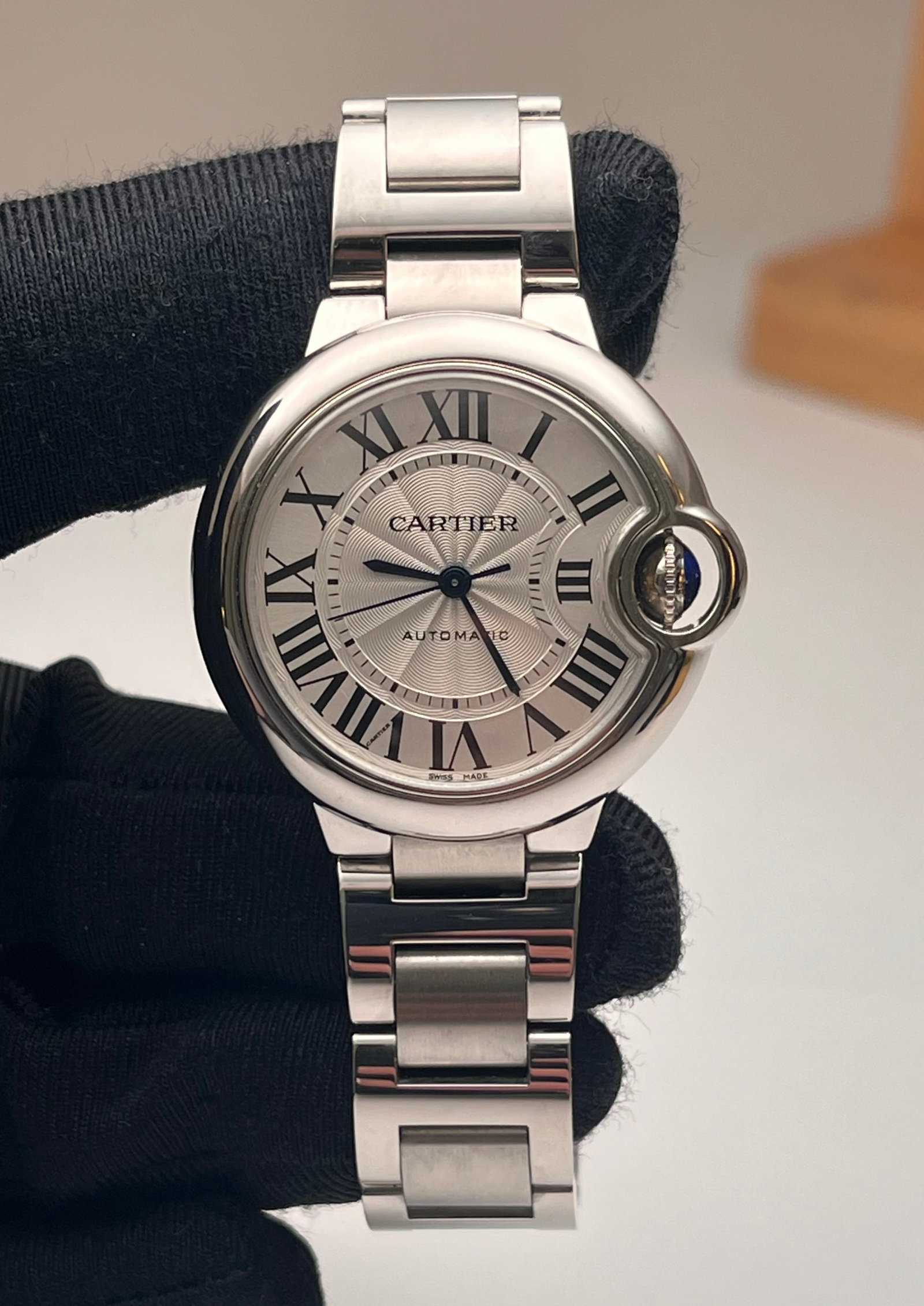 CARTIER BALLON BLEU WRISTWATCH, REF. W6920071: CARTIER BALLON BLEU WRISTWATCH, REF. W6920071 Cartier Ballon Bleu W6920071, powered by an original Swiss automatic mechanical movement and featuring a 33 mm stainless steel case, sapphire crystal,