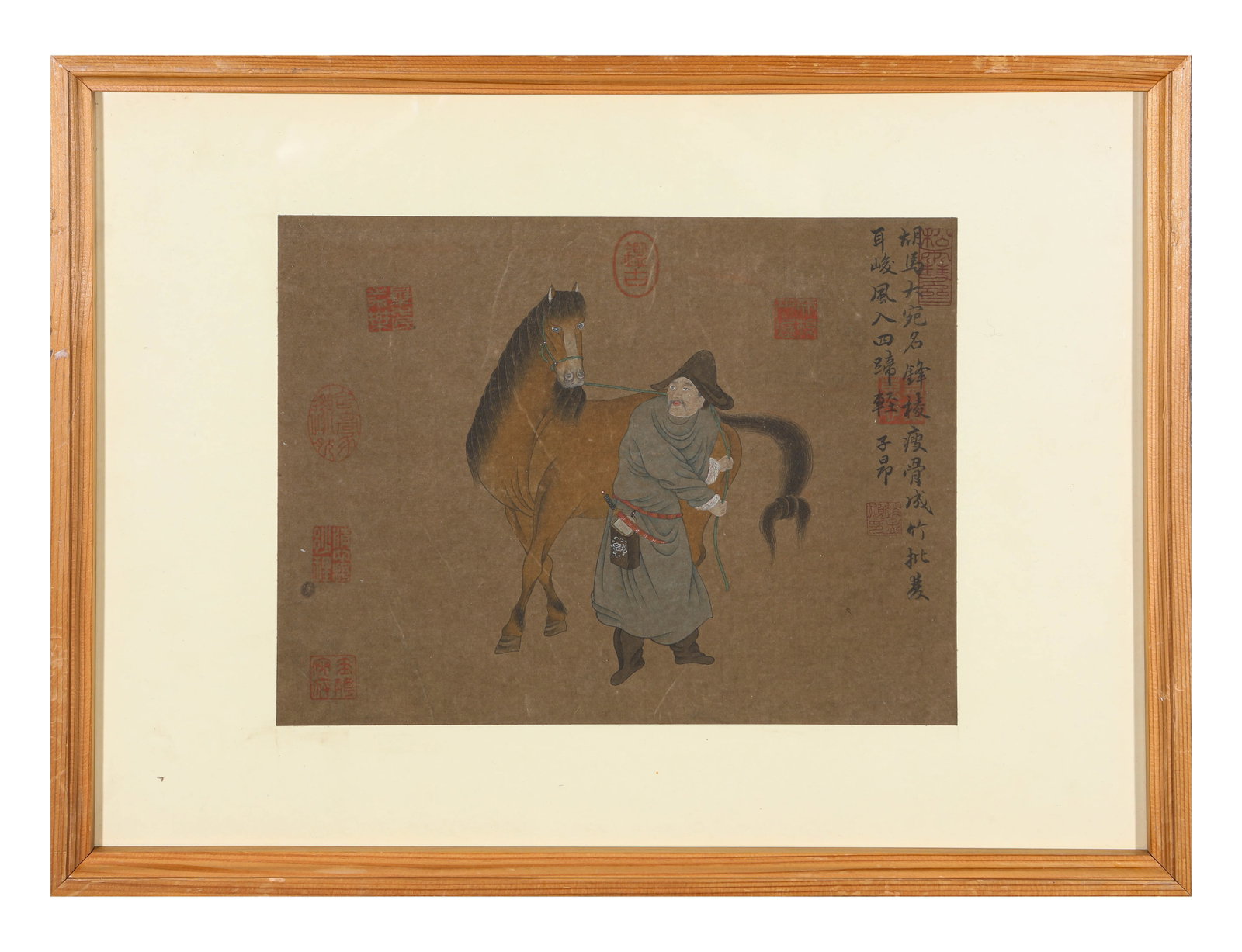 ZHAO MENGFU (1254-1322), ATTRIBUTED TO, FIGURES AND HORSES: ZHAO MENGFU (1254-1322), ATTRIBUTED TO, FIGURES AND HORSES Width: 33 cm (13.0 in.), Height: 25 cm (9.8 in.). All measurements are approximate.