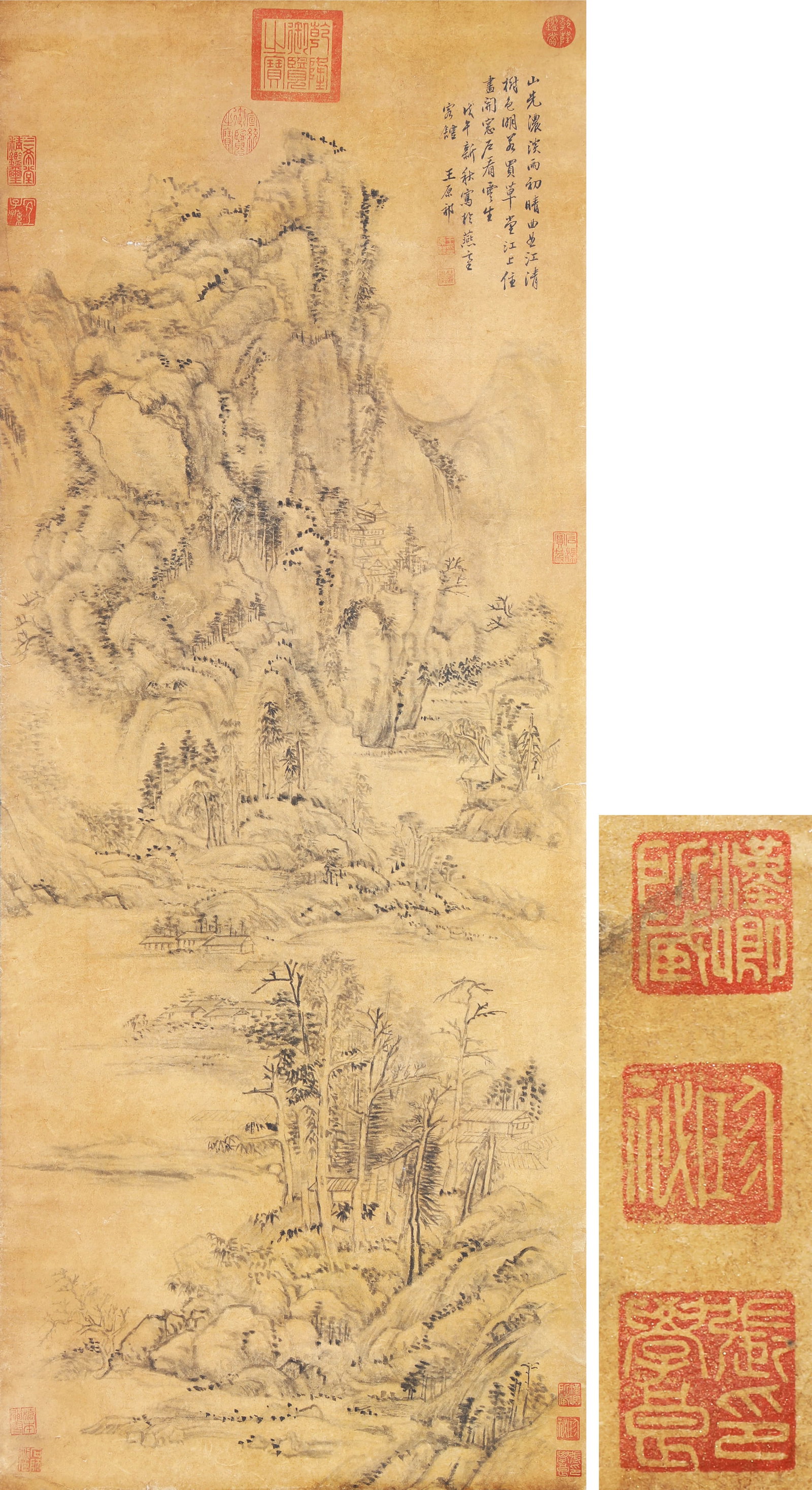 WANG YUANQI (1642-1715), ATTRIBUTED TO, LANDSCAPE: WANG YUANQI (1642-1715), ATTRIBUTED TO, LANDSCAPE Formerly in the collection of Dingyuan Zhai. Dimensions: Length: 128 cm (50.39 in.), Width: 51 cm (20.08 in.). All measurements are approximate.