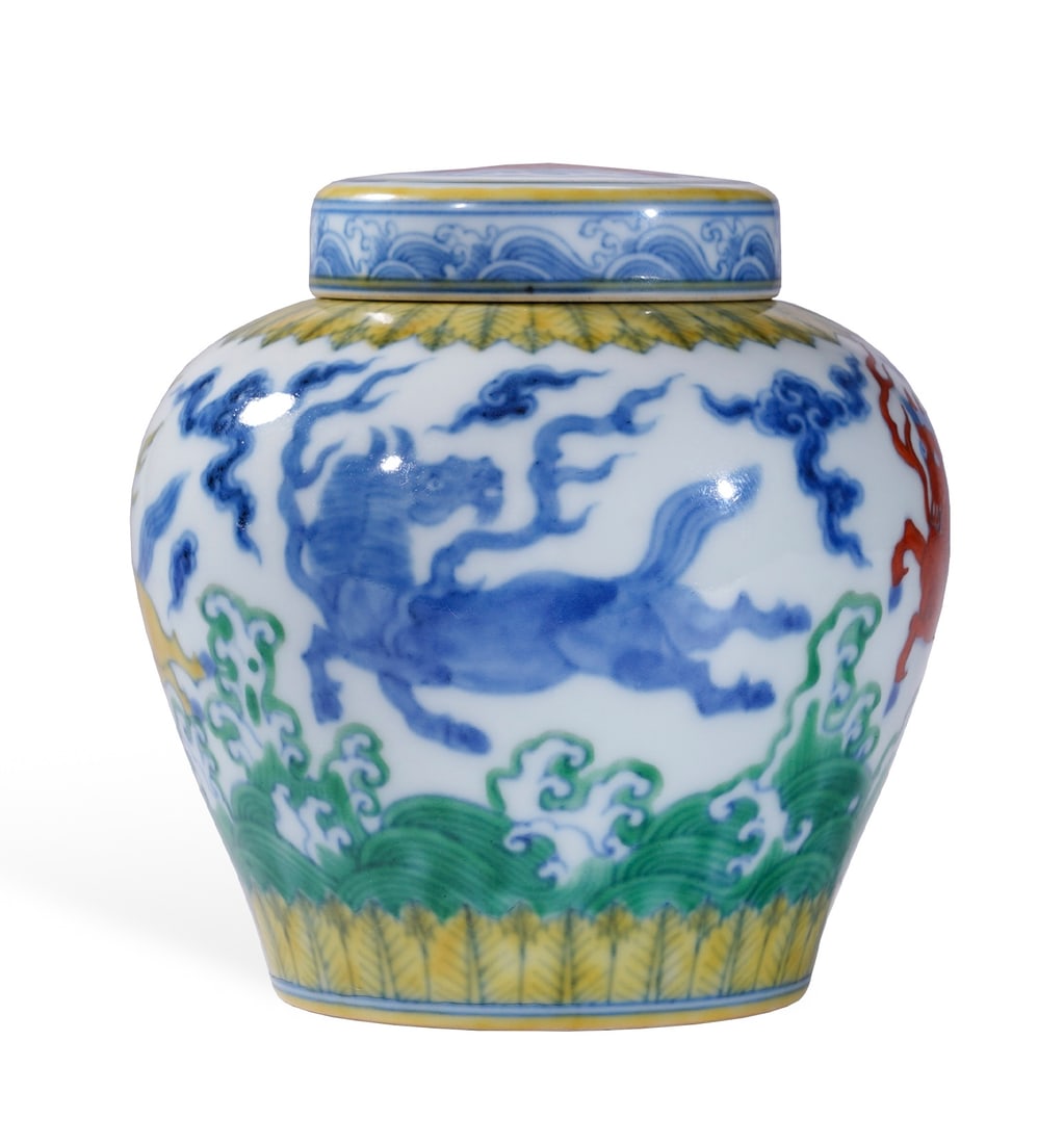 A DOUCAI 'HEAVENLY HORSES' TIANZI JAR