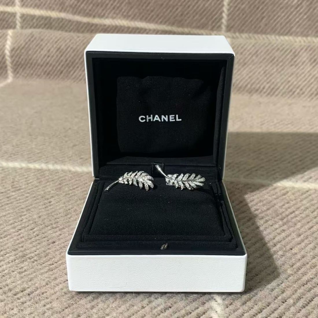 Chanel Plume Feather Clip Earrings, 18K White Gold with Diamonds: Metal: White GoldPlace of Origin: FrancePeriod: 2010-Date of Manufacture: 2024
