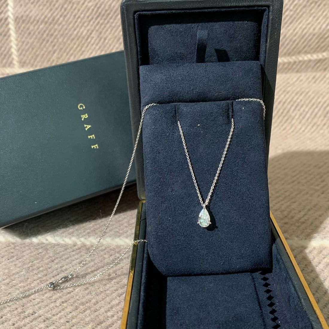 GIA Graff Pear Shape Diamond Solitaire Pendant 0.7ct VS1 18K White Gold (1 of 9)