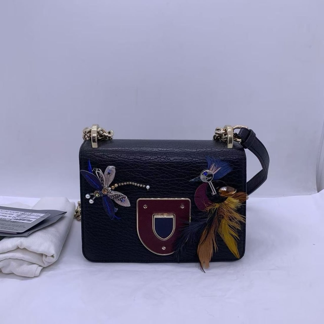 DIOR Diorama Chain Bag Shoulder Bag Metallic Leather Flap Paris black: Normal signs of daily use