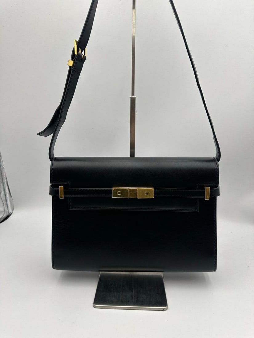 Saint Laurent Manhattan shoudler bag 2way clutch bag black leather Origin Italy: Good condition, normal usage traces, clean interior, hardware scratches