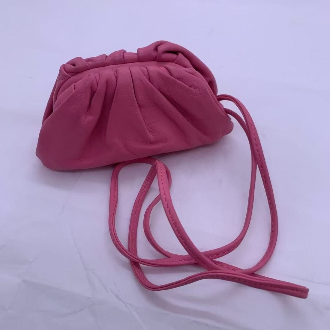 BOTTEGA VENETA Pouch Shoulder Bag Leather Rose madder Origin Italy: Condition as shown in detail picture