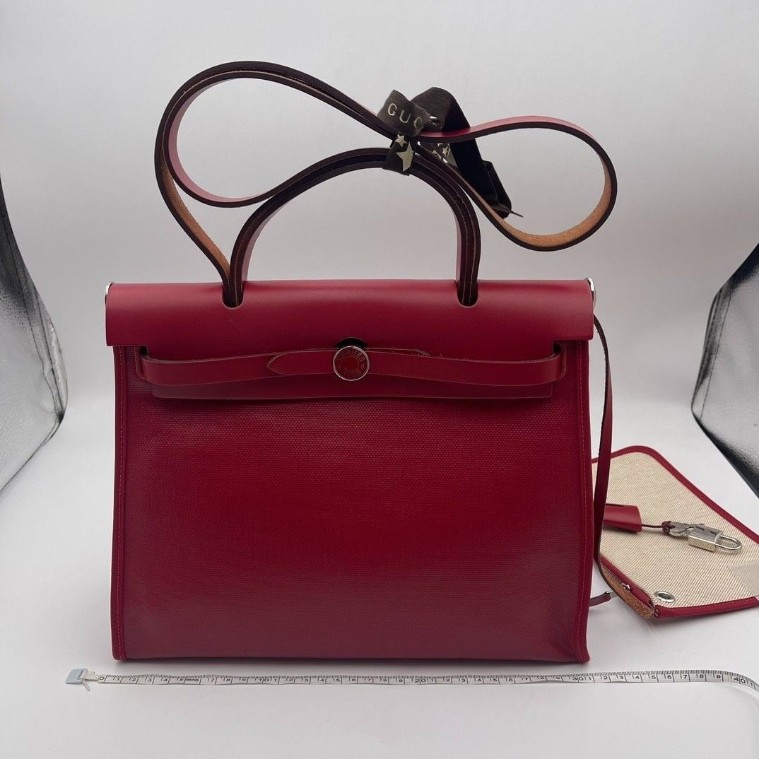HERMES Herbag 31 Zip Canvas Silver Hardware handbag shuodler bag Origin France: Good condition, slight signs of use, hardware please scratch, inside clean.