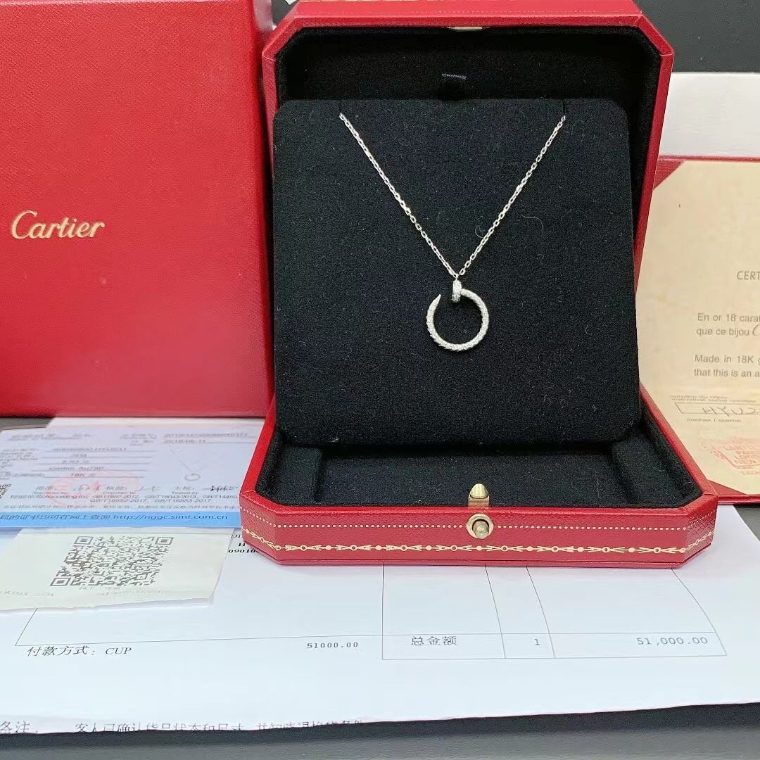 Cartier Love Nail White Gold Pave Diamond Necklace: Cartier Love Nail White Gold Pave Diamond Necklace??Minor signs of normal wear