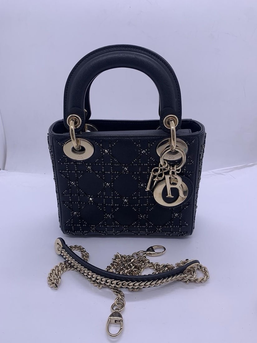 Christian Dior Mini Lady Dior Tote bag black chai bag shoulderbag Italy cowboy (1 of 18)