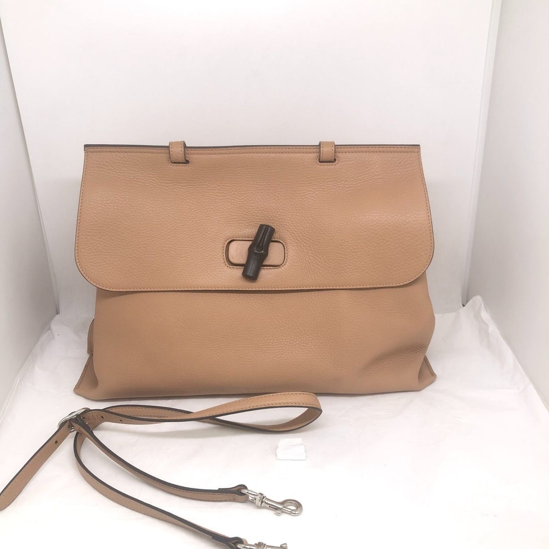 Gucci Bamboo 392013 Leather 2Way Handbag Shoulder Silver Bag Hardware Italy (1 of 18)