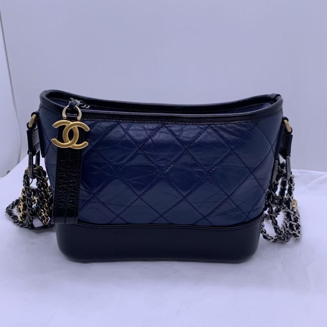 second CHANEL Gabrielle Hobo Small Shoulder Bag blue: CHANEL Gabrielle Hobo Small Shoulder Bag Accessories Dust Bag Identity Card
