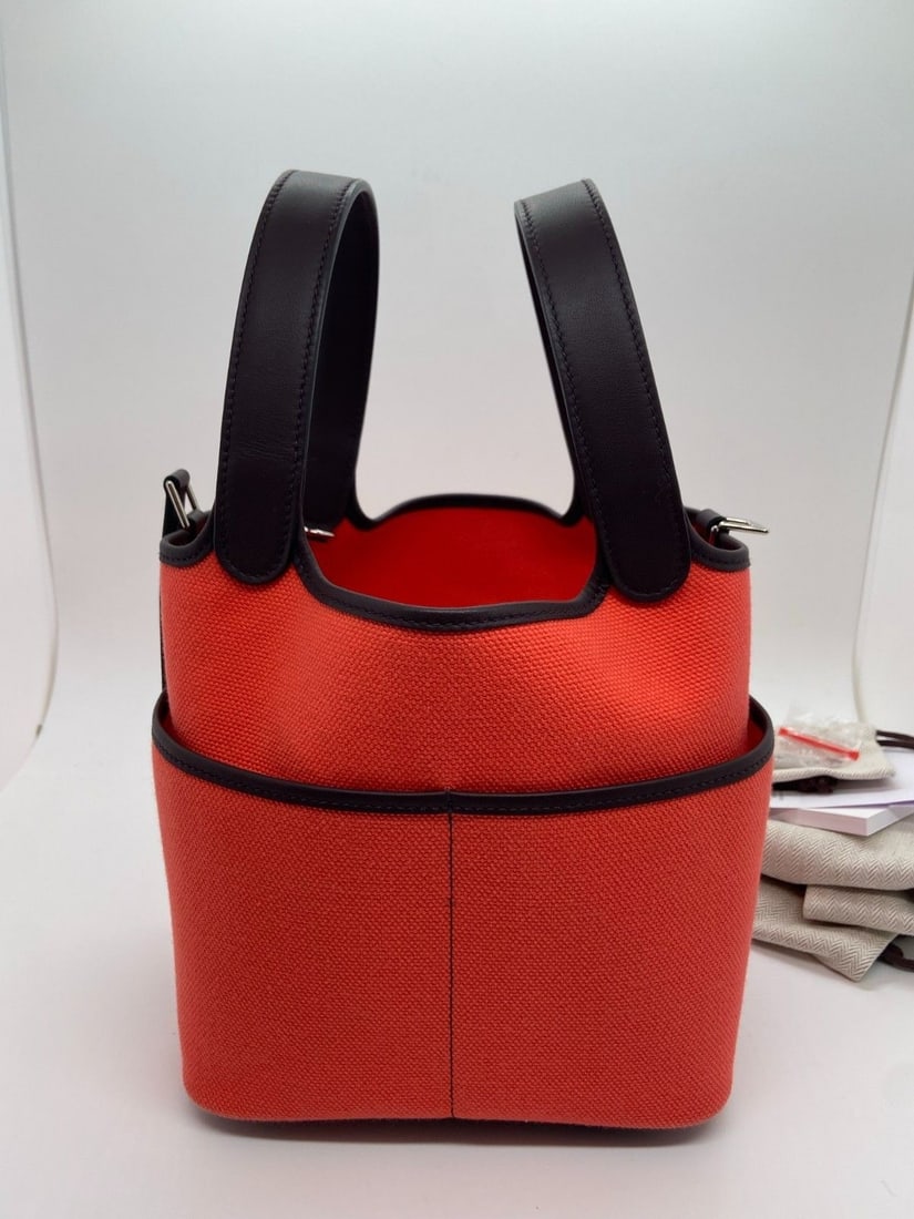 Hermes Picotin Lock Cargo 18 Handbag Rose Texas Canvas Stmap U France (1 of 12)