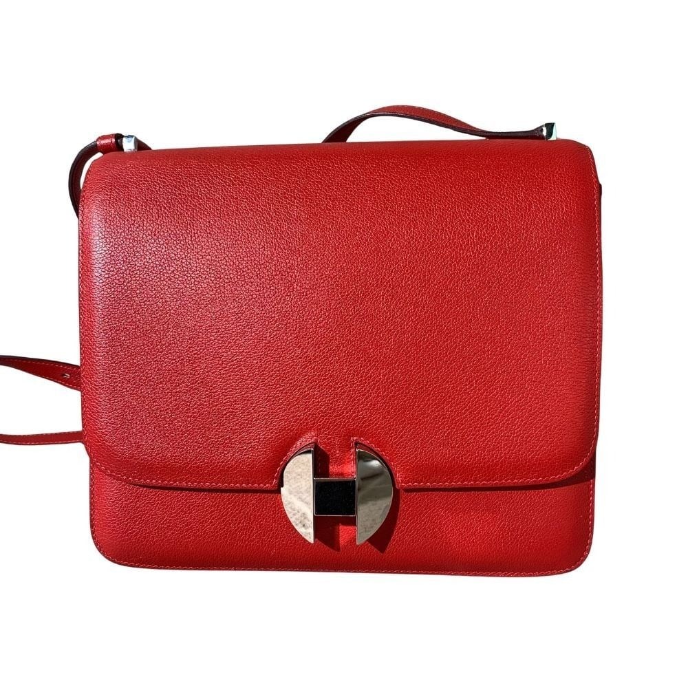 Auth Hermes 2002 26 Shoulder Bag Evercolor Leather Red Origin France (1 of 18)