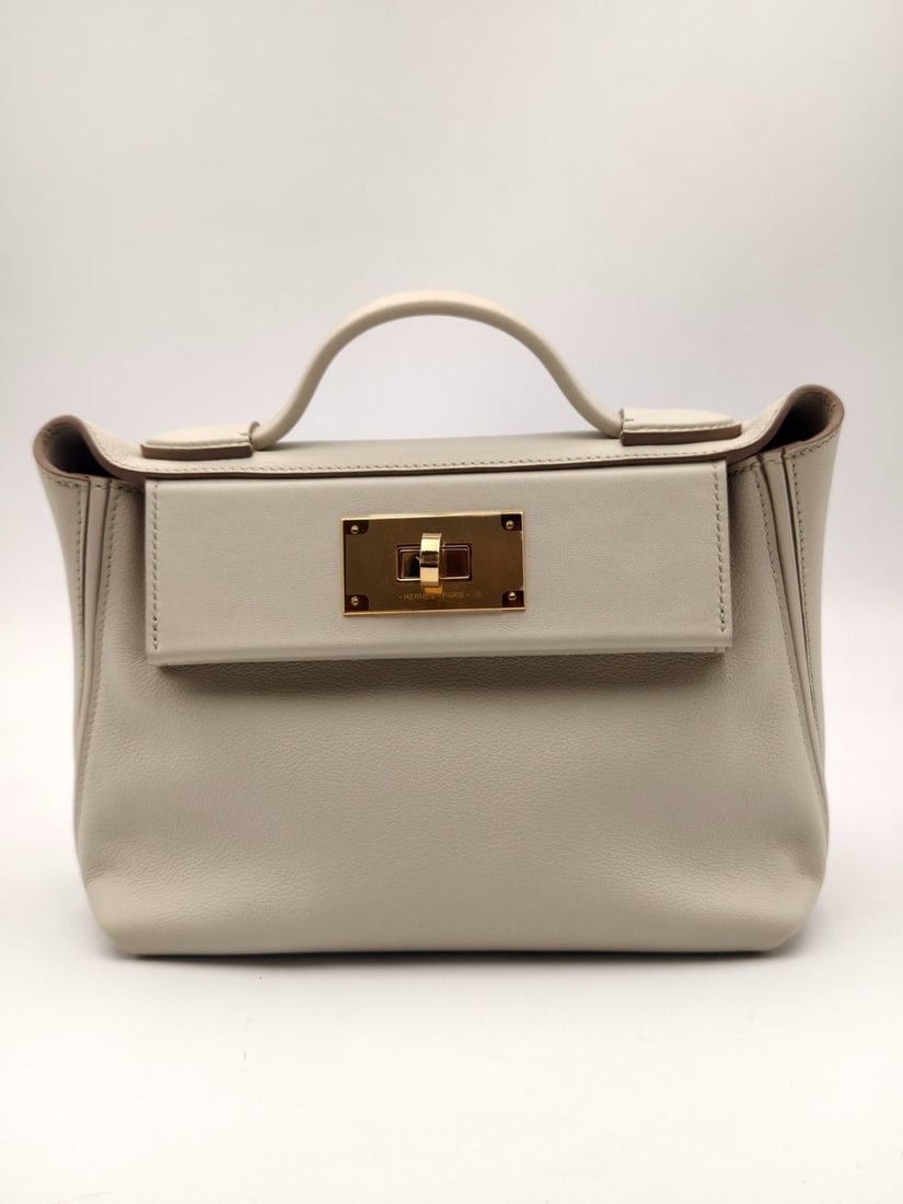 Hermes 2424 Mini Shoulder Bag Taurillon Clemence Leather Etoupe Stmap B GHW (1 of 20)