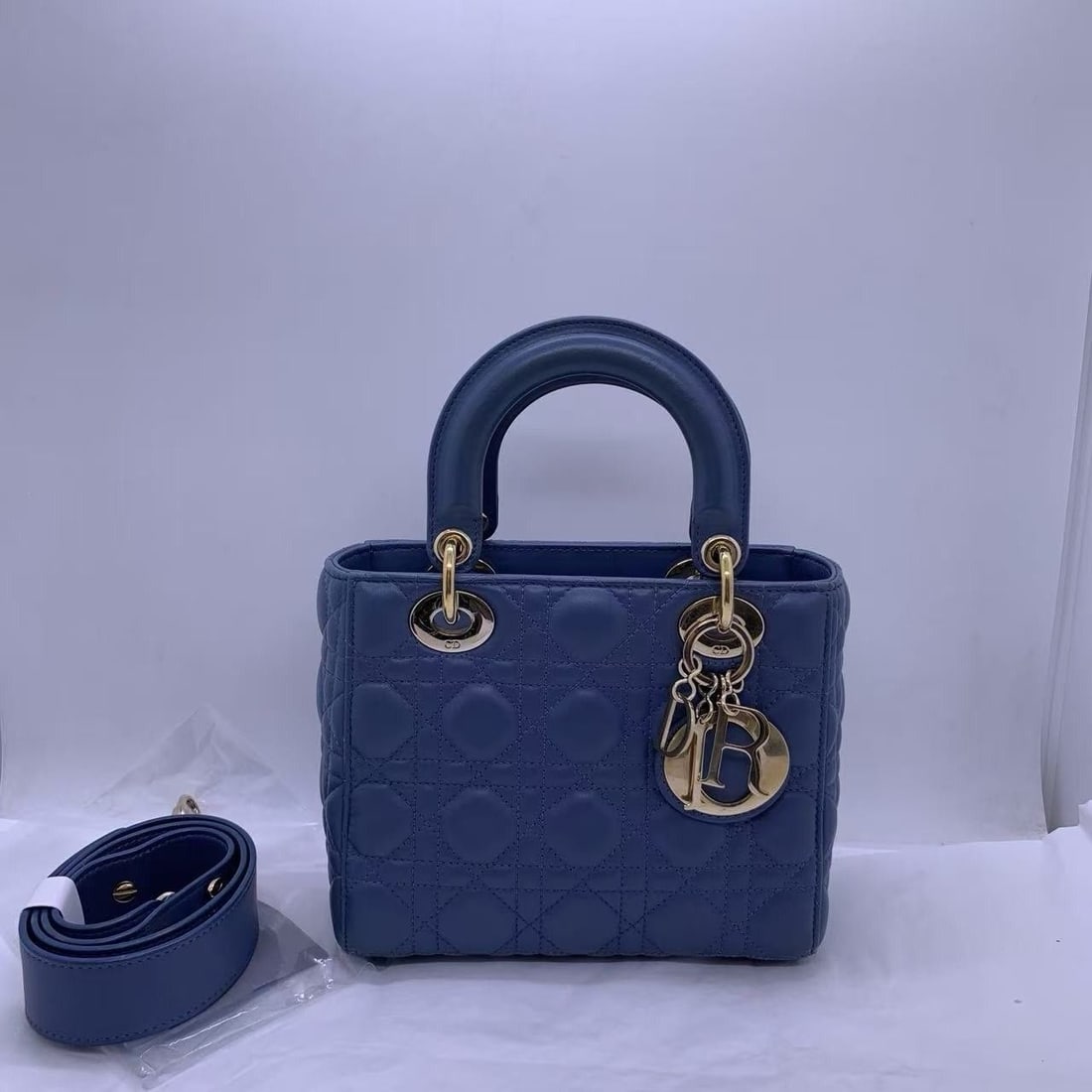 Christian Dior new Medium Lady Dior Tote bag blue chai bag shoulderbag Italy (1 of 15)