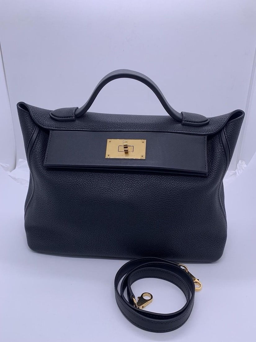 HERMES 2424 Vanquatre 29 C Black Togo Clemence Swift Handbag Shoulder Bag France: Normal signs of daily use