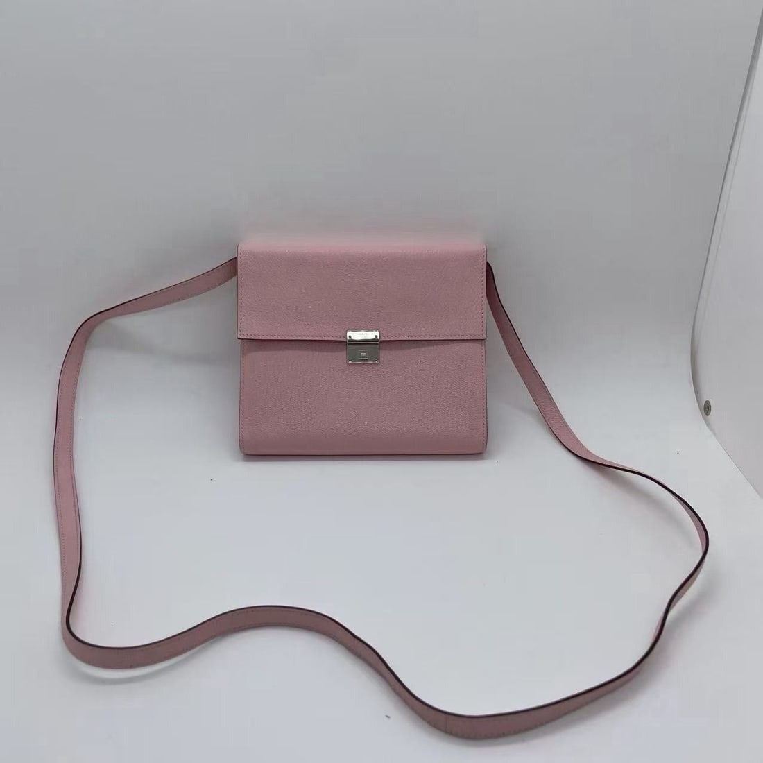 HERMES Click 16 Shoulder Bag, Pochette, Chevre Leather, pink France stamp Z (1 of 12)