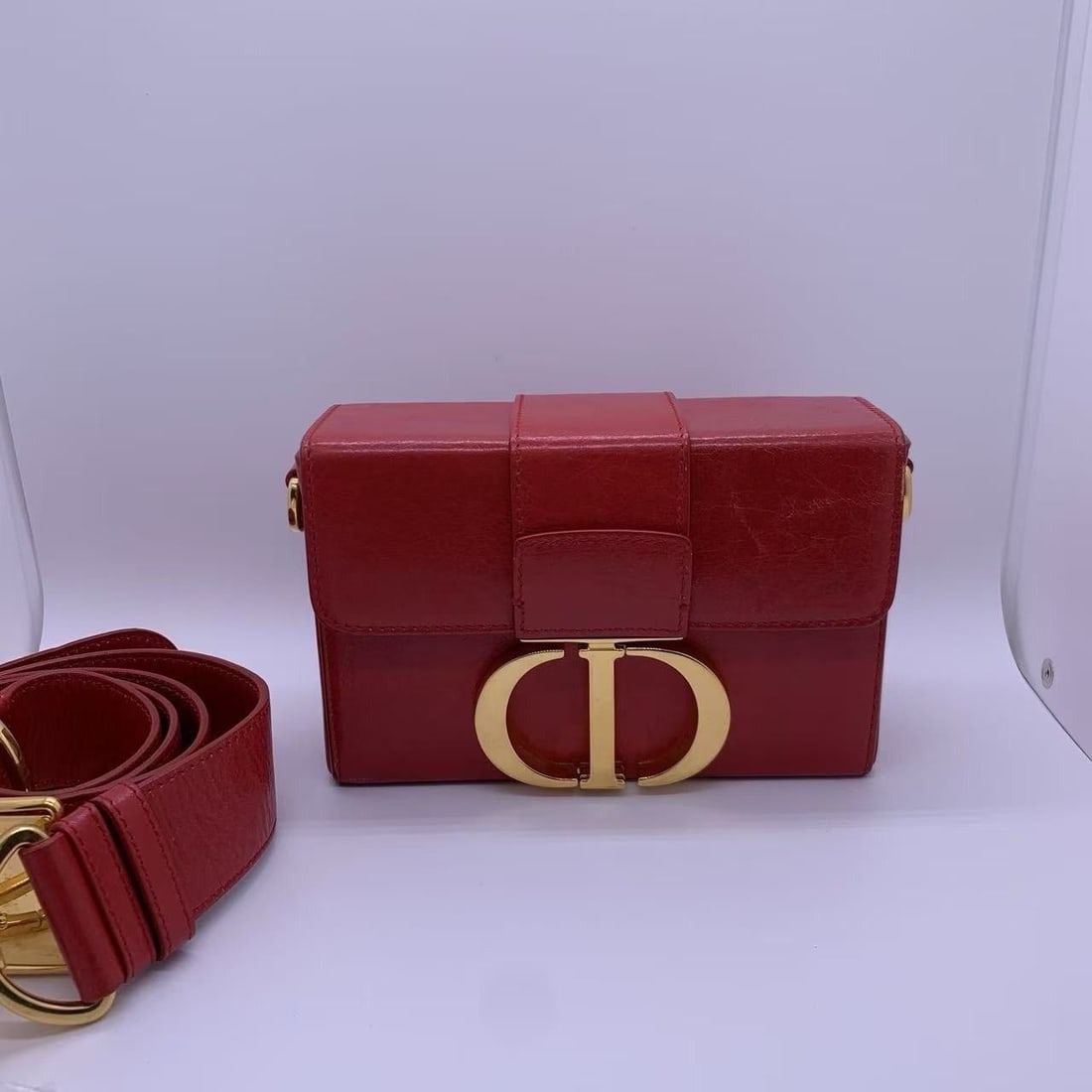 Christian Dior 30 Montaigne Box Bag Leather shoulder bag red Origin Italy (1 of 14)