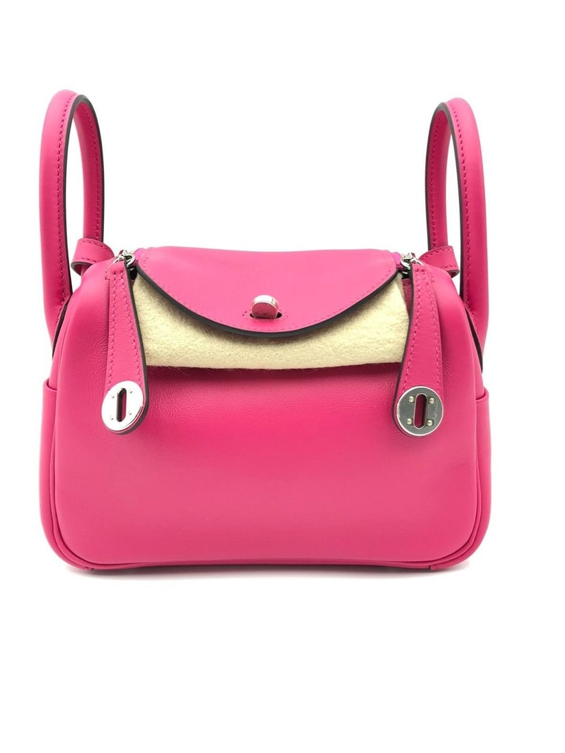 HERMES Mini Lindy Handbags Rose Shocking Leather 2way shoulder bag (1 of 20)
