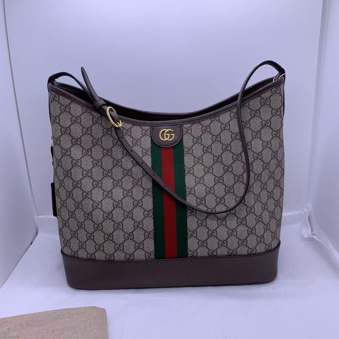 Gucci Ophidia Open Bucket Bag GG Coated Canvas with Leather tote Italy: Normal signs of daily use