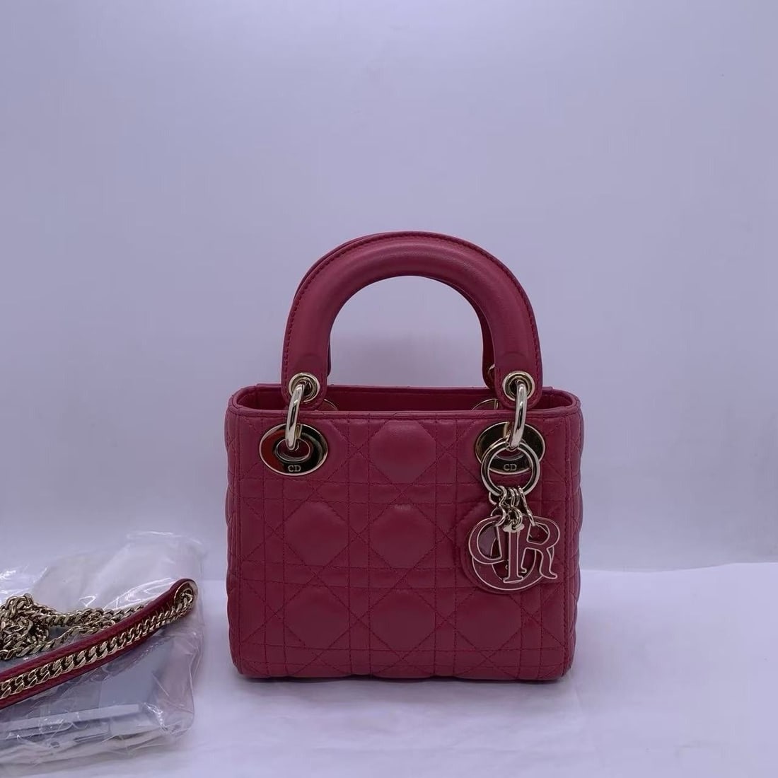 Christian Dior Lady Dior mini Tote bag pink chai bag shoulderbag Italy (1 of 14)