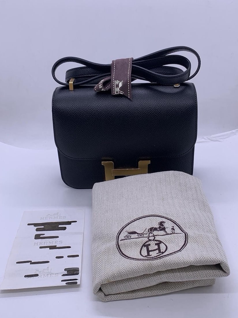 HERMES CONSTANCE 18 MINI BLACK EPSOM LEATHER BAG GOLD STAMP A shoulder bag Franc (1 of 14)