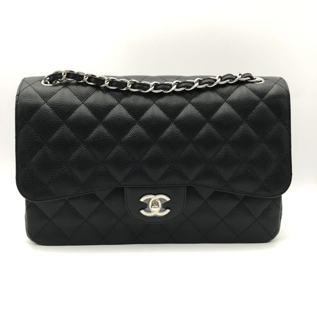 CHANEL Classic large chain Shoulder Bag Jumbo Black calfskin handbag (1 of 20)