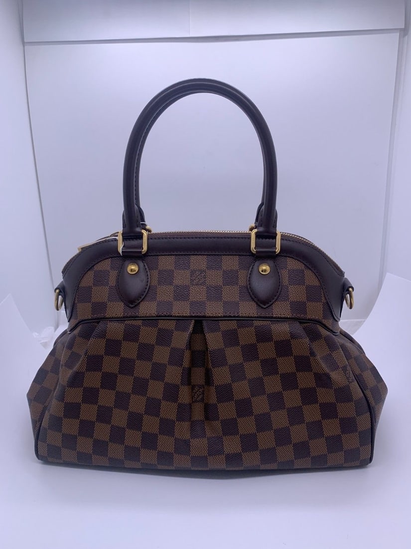 Auth Louis Vuitton Damier Ebene Trevi PM handbag Brown Canvas N51997 France (1 of 20)
