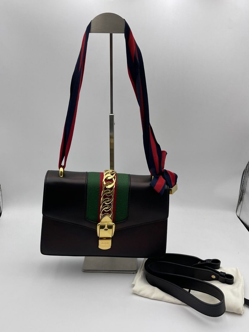 Authentic Gucci Sylvie Balck Leather Women Shoulder Bag GHW Used Italy (1 of 19)
