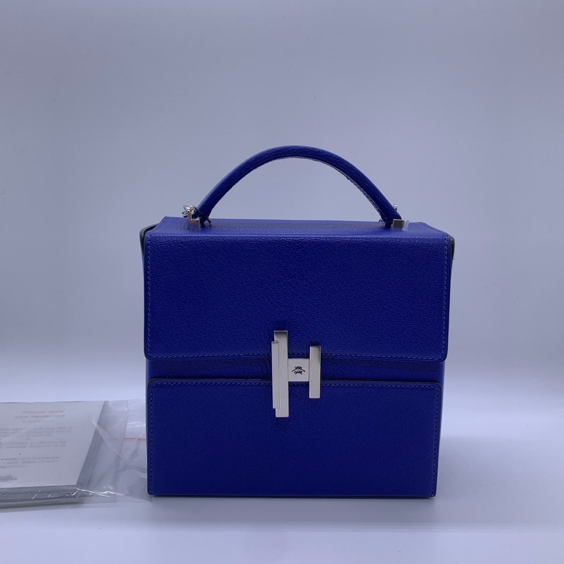 HERMES Cinhetic Box Bag Bleu Brighton Chevre Leather PHW Stamp A (1 of 20)