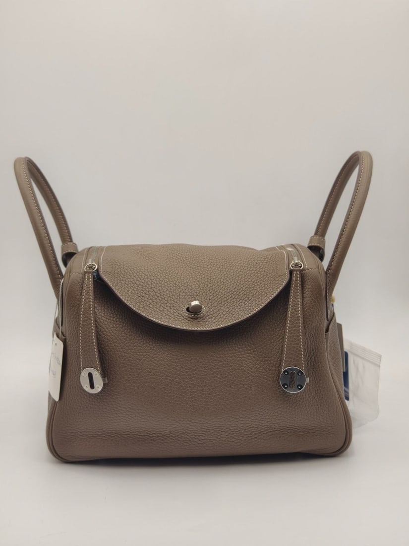 Hermes Lindy 30 Etoupe Clemence Leather Palladium Hardware PHW Stamp A (1 of 20)