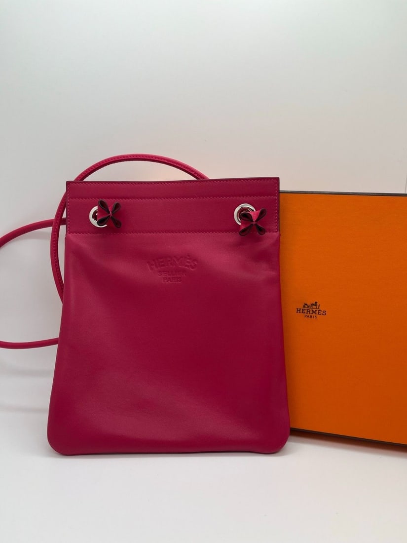 Hermes Aline Mini Bag Rose Pink Leather Silver Hardware w/ Box Stamp Y (1 of 20)