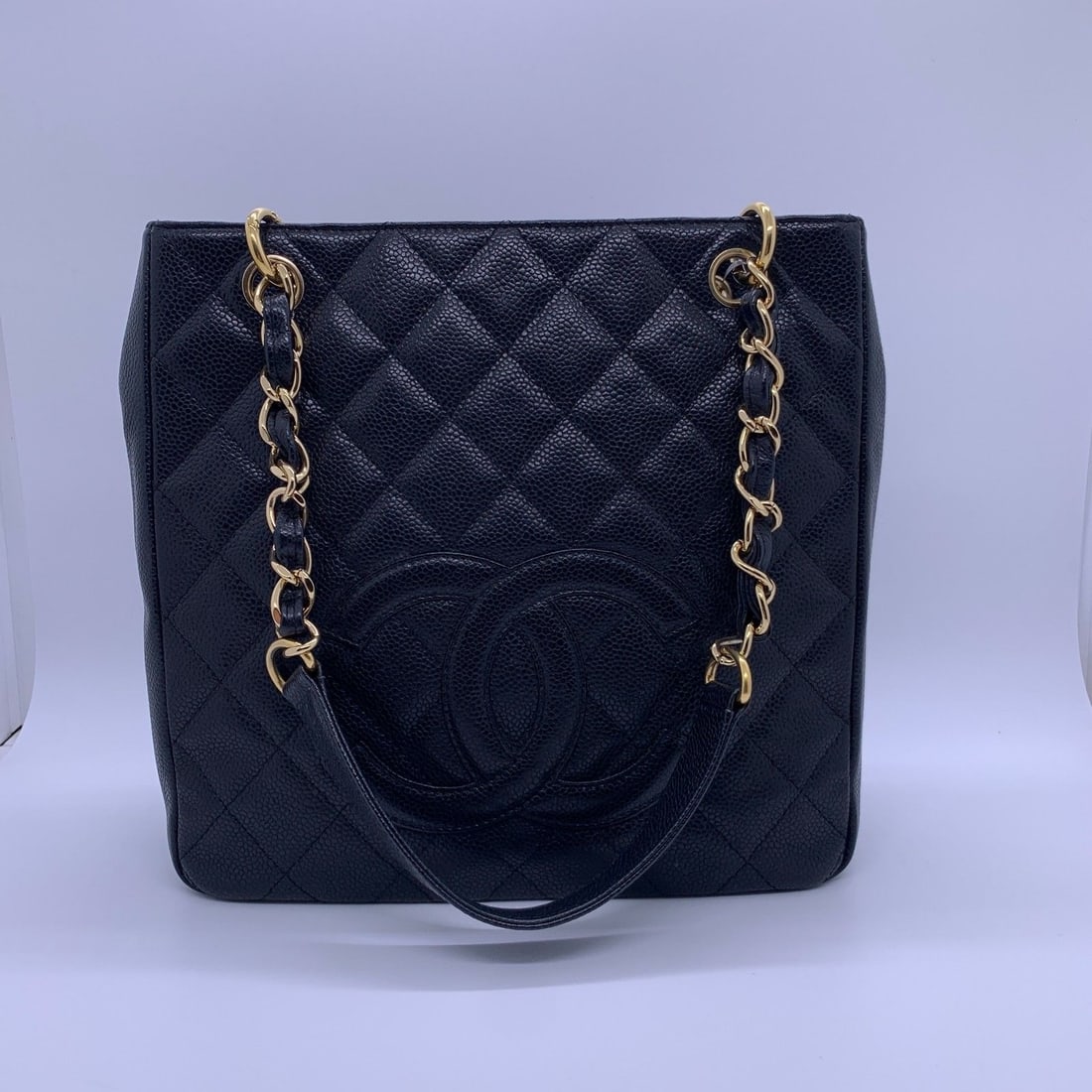 Chanel PST Petite Shopping Tote Black Caviar GHW Bag: Condition: Normal signs of wear, worn four corners, scratched hardware, clean inside and out.Accessories: No Accessoriessize: Width:25cm,height:24cmDesigner:ChanelModel:PST Petite Shopping ToteExterio
