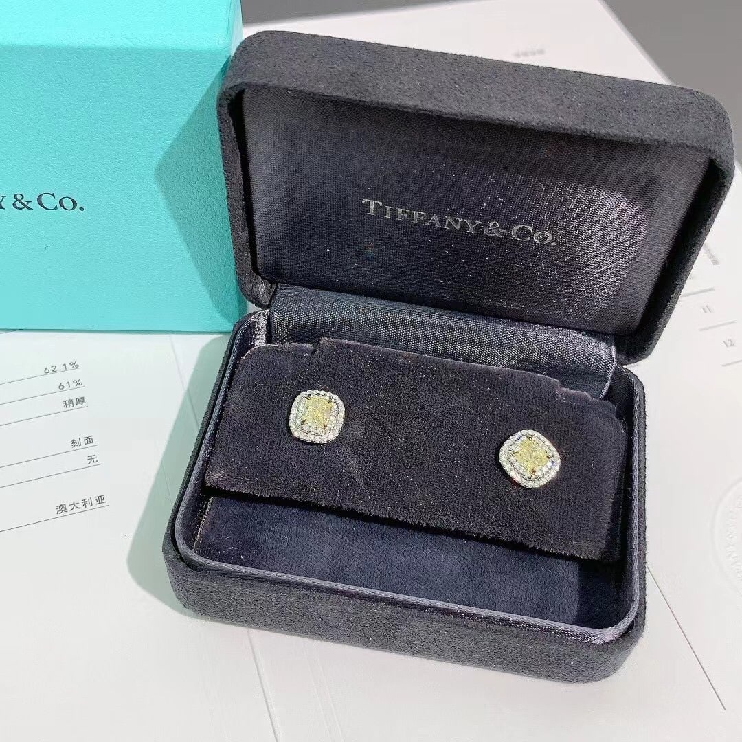 Tiffany & Co. Soleste Yellow Diamond Earrings Platinum (1 of 6)