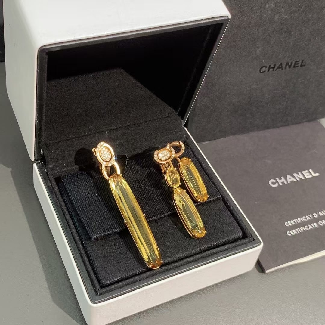 Chanel L'Esprit du Lion Earring 27ct Yellow beryl 18K Yellow Gold High Jewelry (1 of 8)