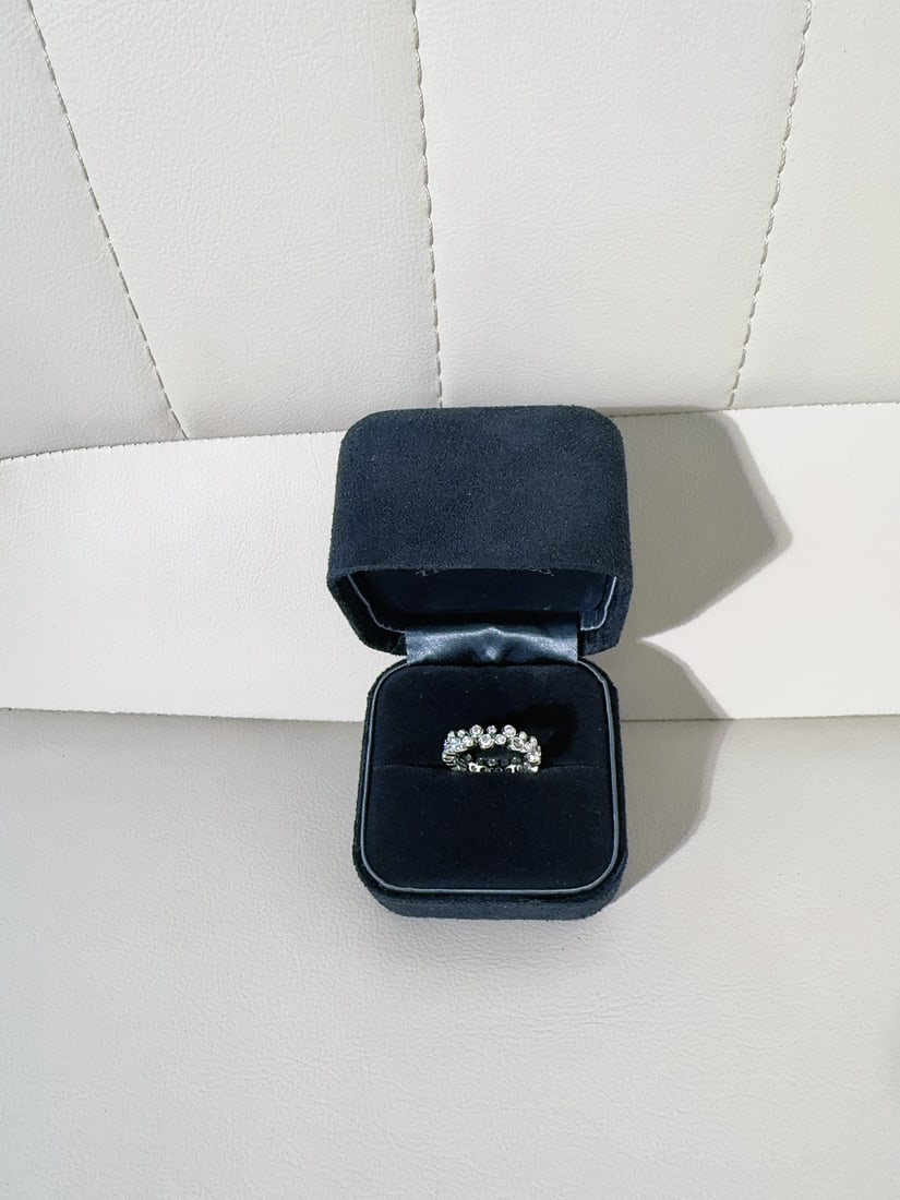 Tiffany Bubble Ring Collection PT950 Platinum Double Row Diamond Ring, Size 51 (1 of 7)