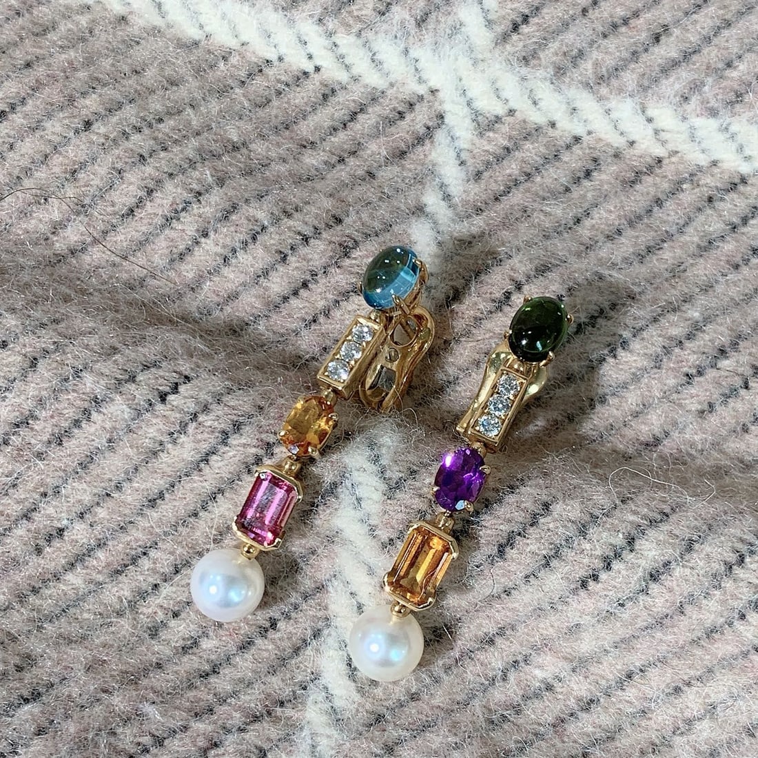 Bulgari Allegra High Jewelry Collection Multi-Gemstone Pearl Earrings (1 of 4)