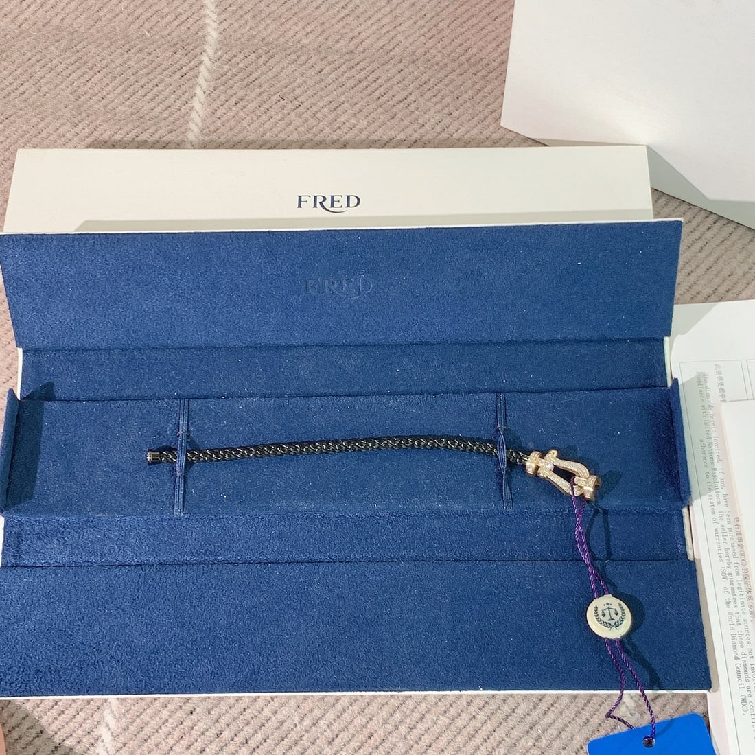 Fred Force 10 Full Diamond Large Size Bracelet Yellow Gold, Size 15 (1 of 8)