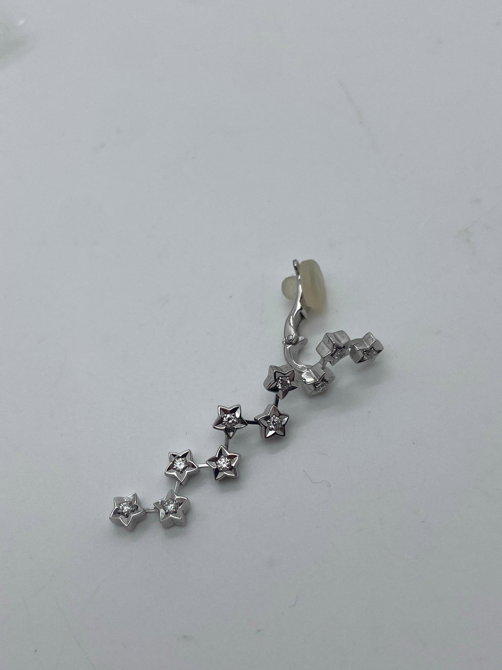 CHANEL 18K White Gold Comete Diamond Star Cascade Single Drop Earring (1 of 7)
