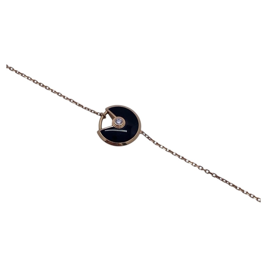 Cartier 18K Rose Gold Onyx Diamond Amulette de Cartier Bracelet (1 of 9)