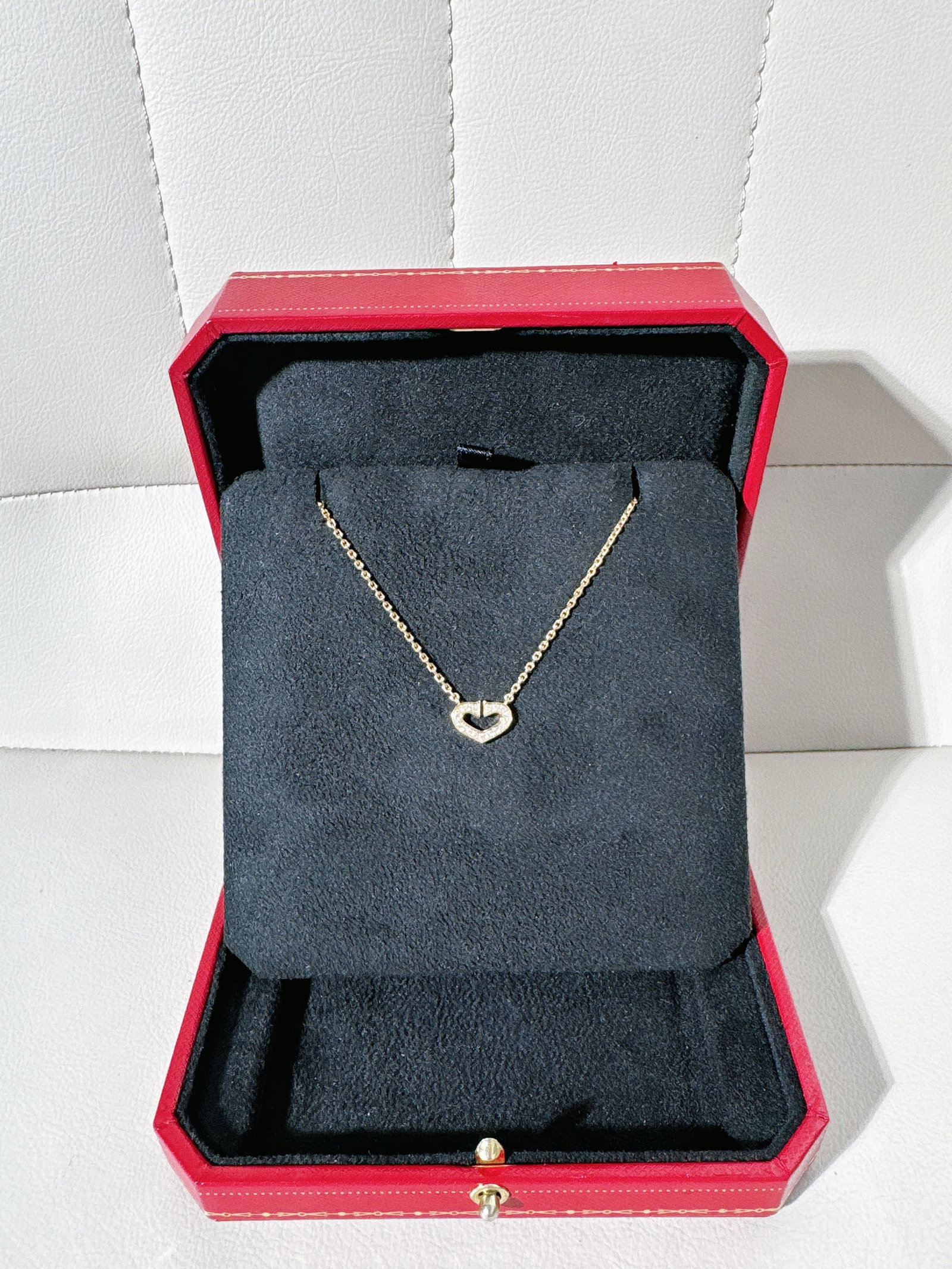 Cartier C Heart 18K Yellow Gold Full Pave Diamond Pendant Necklace: Creator: CartierMetal: Yellow GoldWeight: 5.7 gDimensions: Length: 15.75 in (400 mm)Period: 21st CenturyDate of Manufacture: unknowCondition: Good. In original box.