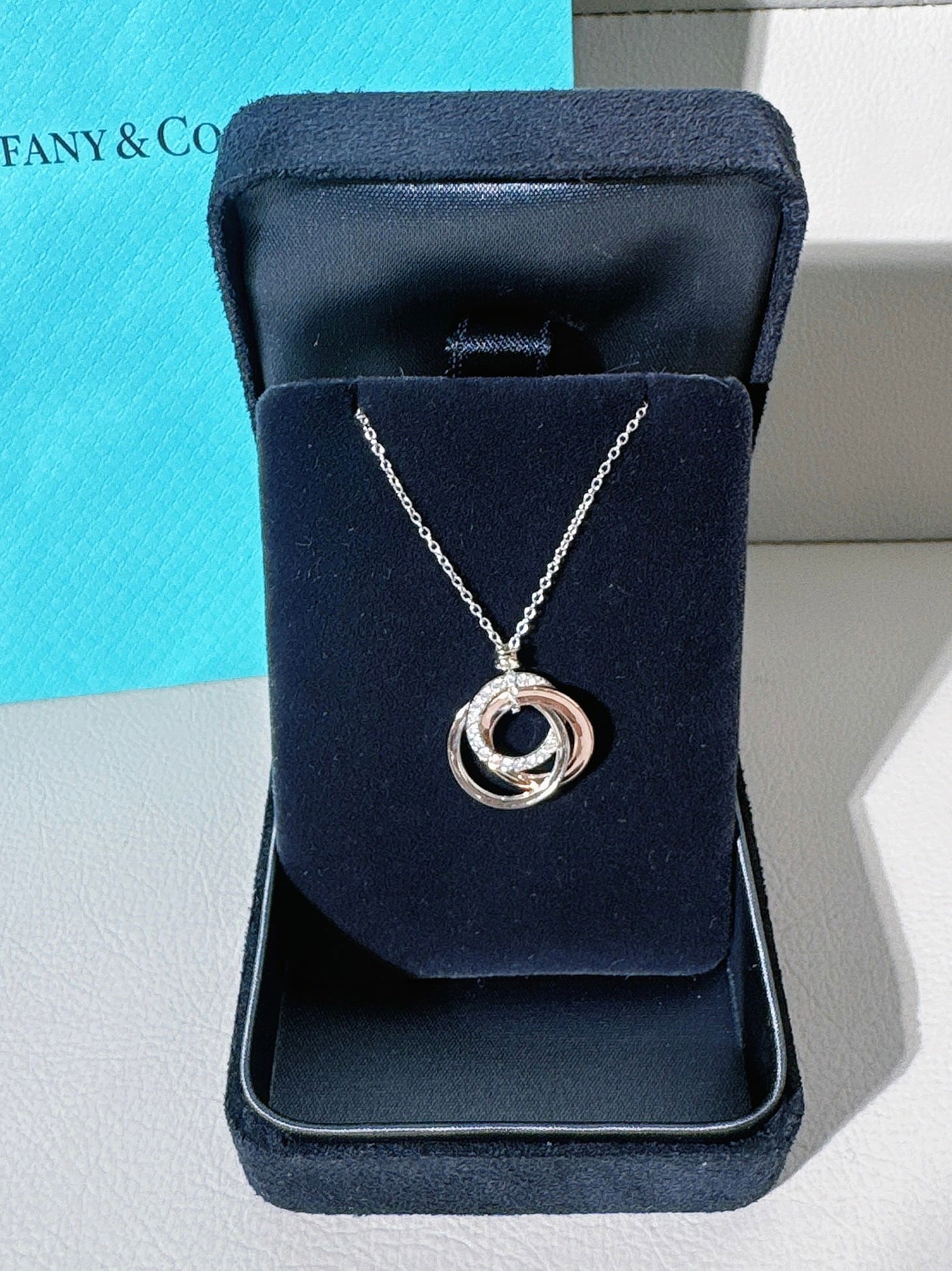 Tiffany & Co. 1837 Interlocking Circles 18K White Gold Paved Diamonds Pendant (1 of 5)