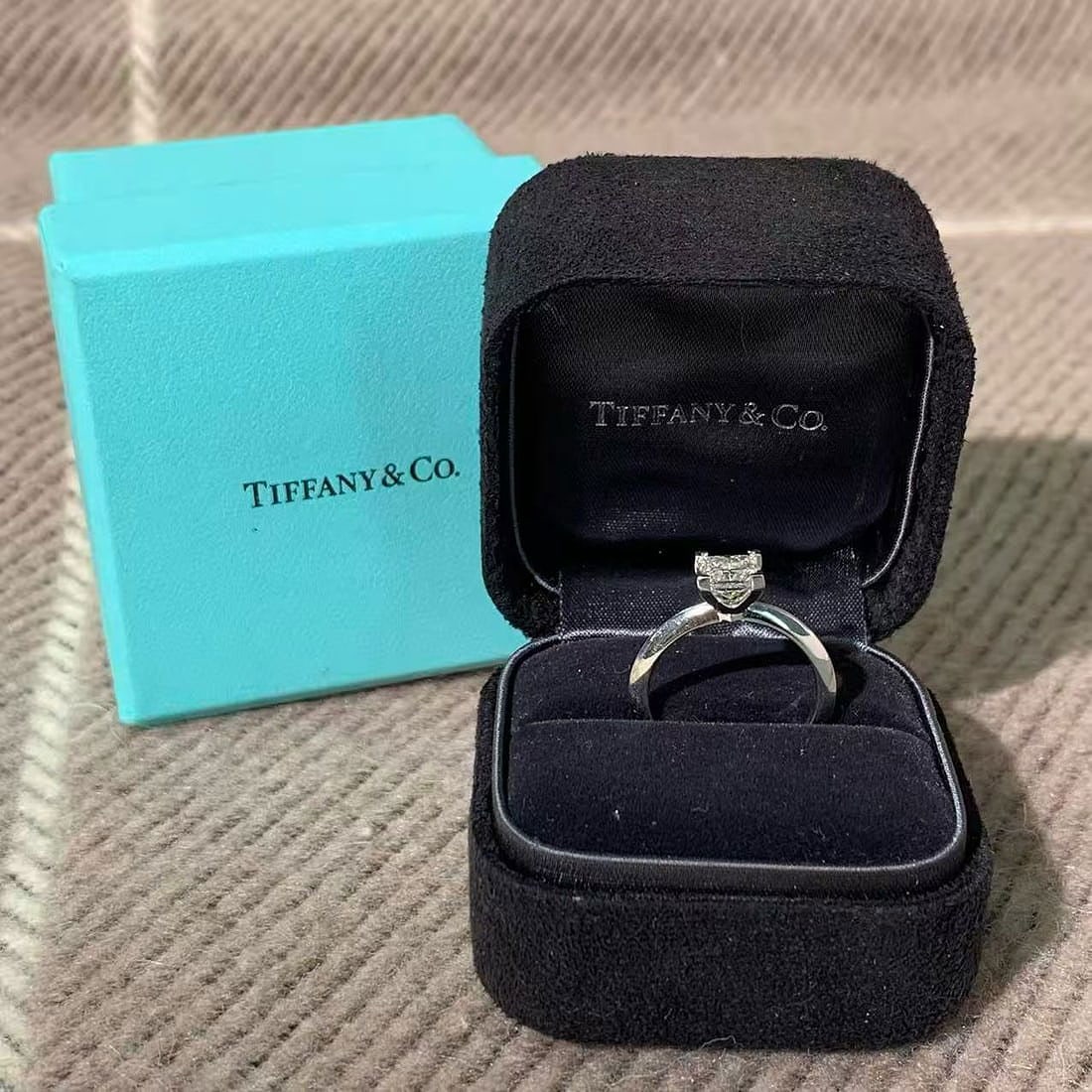 Tiffany & Co. Platinum Ring with 1.08 ct Princess Cut Diamond: Ring Size: 6 US, Not Resizable(Size Guide)Metal: PlatinumStone: DiamondStone Cut: Square CutWeight: 1.08 ctPeriod: 2010-Date of Manufacture: UnknownCondition: Good