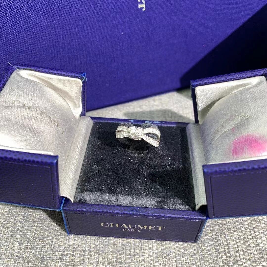 Chaumet Liens Seduction pave Diamonds Ring 18K White Gold Size 49 (1 of 5)