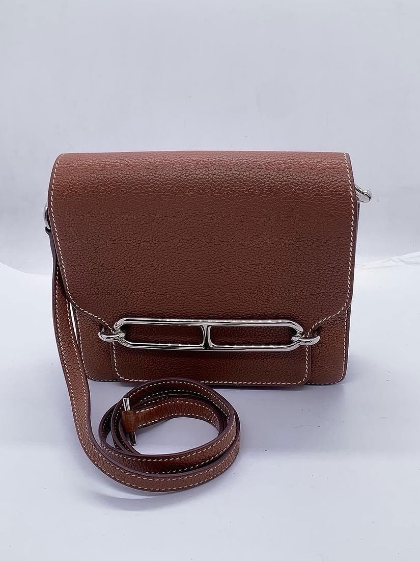 HERMES Mini Roulis 18 Shoulder Crossbody Bag gold faubourg barenia France: Normal signs of daily use