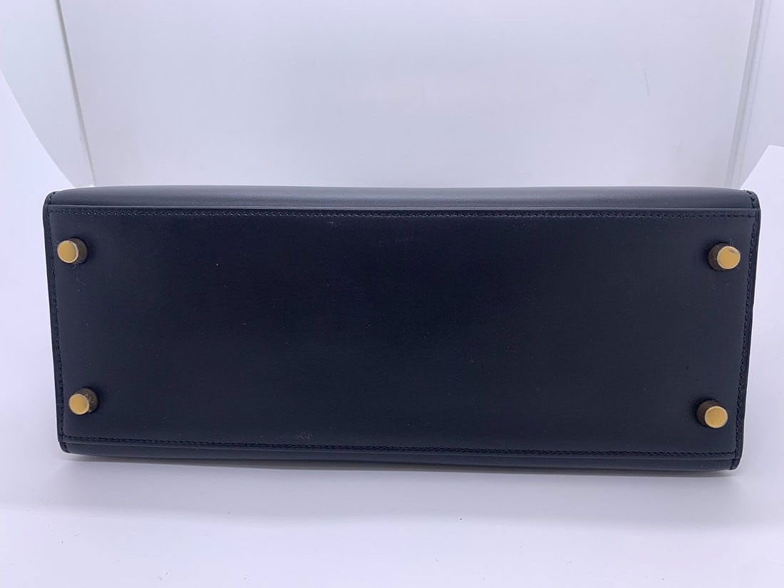 Auth HERMES Kelly 28 Box Calf Handbag Black GHW Circl U Origin France - 5