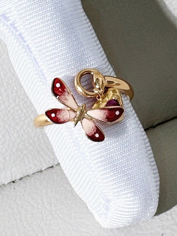 Gucci Le Marche des Merveilles 18K Gold Enamel Amethyst Butterfly Ring Size 58: Gucci Le Marche des Merveilles 18K Gold Enamel Amethyst Butterfly Ring Size 58??Minor signs of normal wear