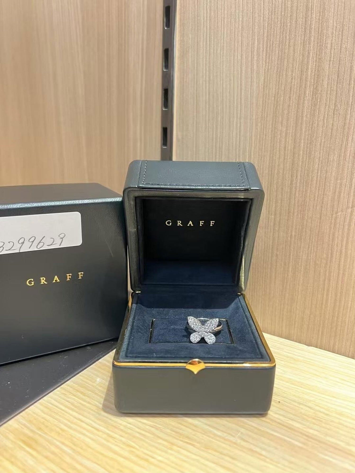 Graff Butterfly 18K White Gold Pave Diamond Ring Size 47: Creator: GraffRing Size: 3.75 US, Not Resizable(Size Guide)Weight: 3 gStyle: ModernPeriod: 2010-Date of Manufacture: unknowCondition: Good. In original box.