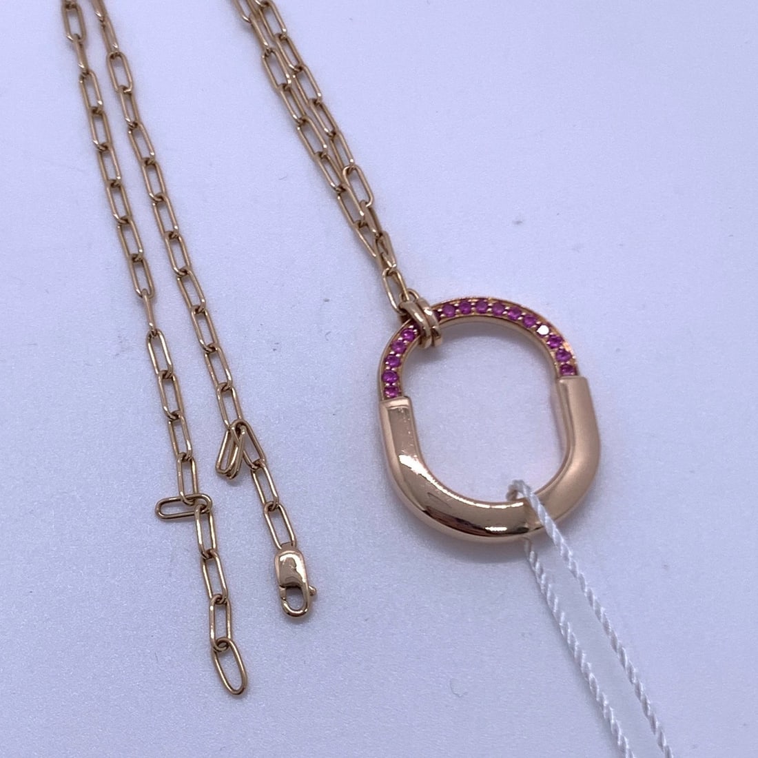 Tiffany & Co. 18K Rose Gold Tiffany Lock Pendant Necklace Oval Link Chain Medium: Conditionsigns of wearWeight13.5DesignerTiffanyExterior Material18K Gold