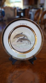 Chokin Art Collection Dolphin Plate Limited Edition Decorative Wall Plate